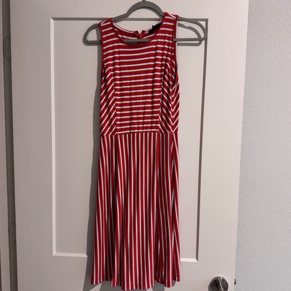 Orange and White Striped Sleeveless Dress